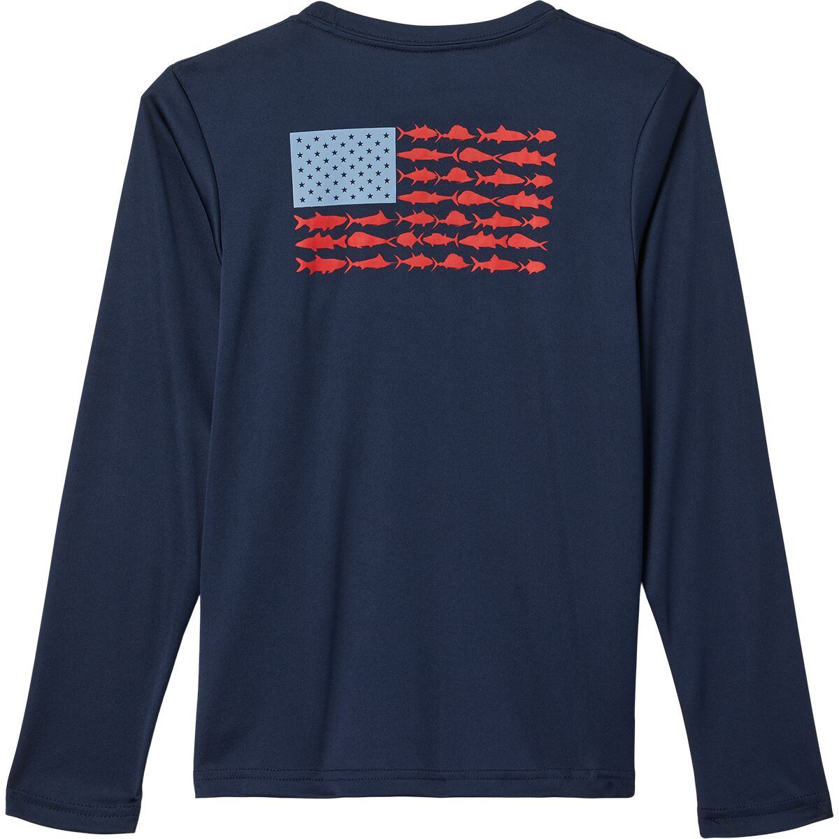 Columbia Terminal Tackle PFG Fish Flag Long-Sleeve Shirt - Boys' Collegiate Navy/Red Spark, XXS