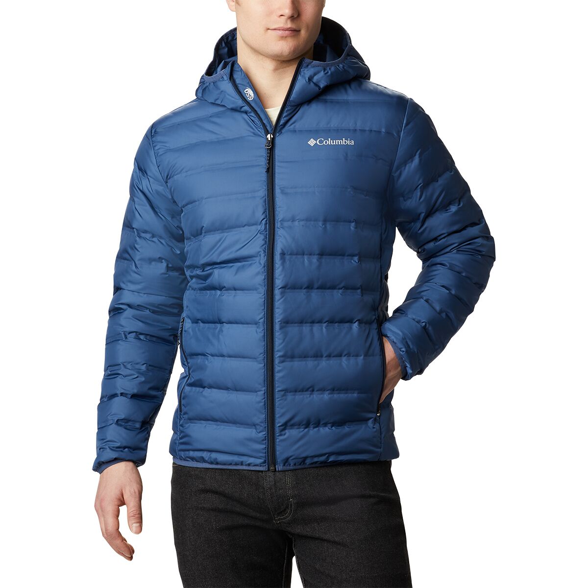 Image of Columbia Lake 22 Down Hooded Jacket - Men's Night Tide/Collegiate Navy, M