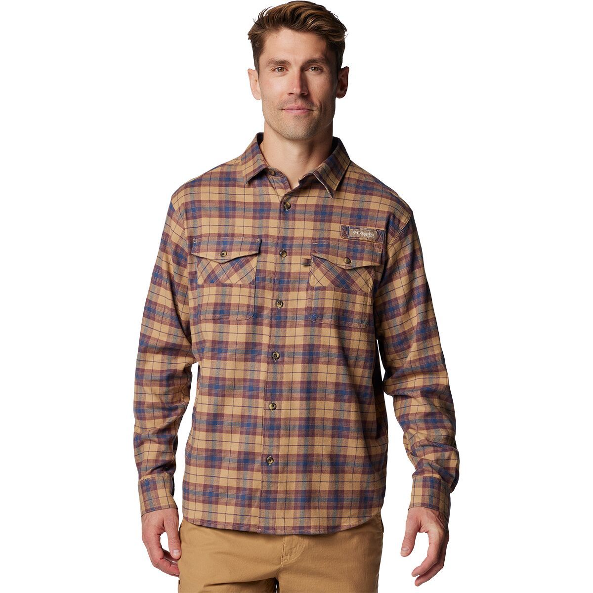 Columbia Roughtail Stretch Flannel Long-Sleeve Shirt - Men's Sahara Ombre Tartan, M