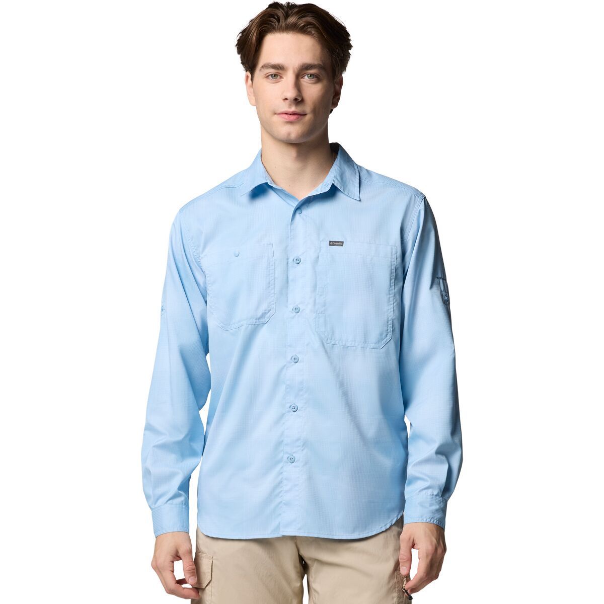 Image of Columbia Silver Ridge Utility Lite Plaid Long-Sleeve Shirt - Men's Ripple Blue Large Blur Check, XXL