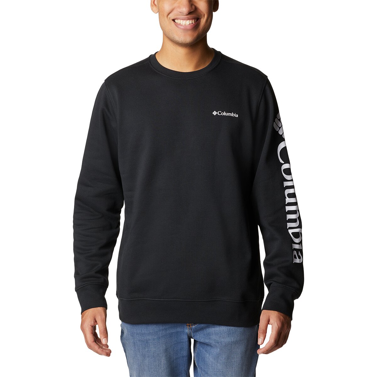 Image of Columbia Trek Crew Pullover - Men's Black/White Sleeve Logo, L