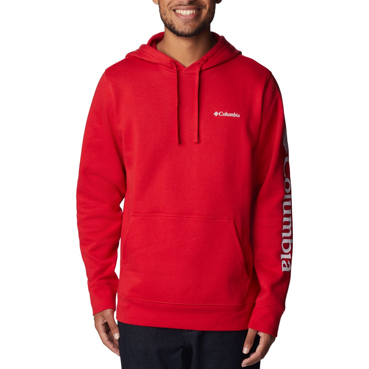 Image of Columbia Trek Hoodie - Men's Mountain Red/Csc Sleeve Logo, S