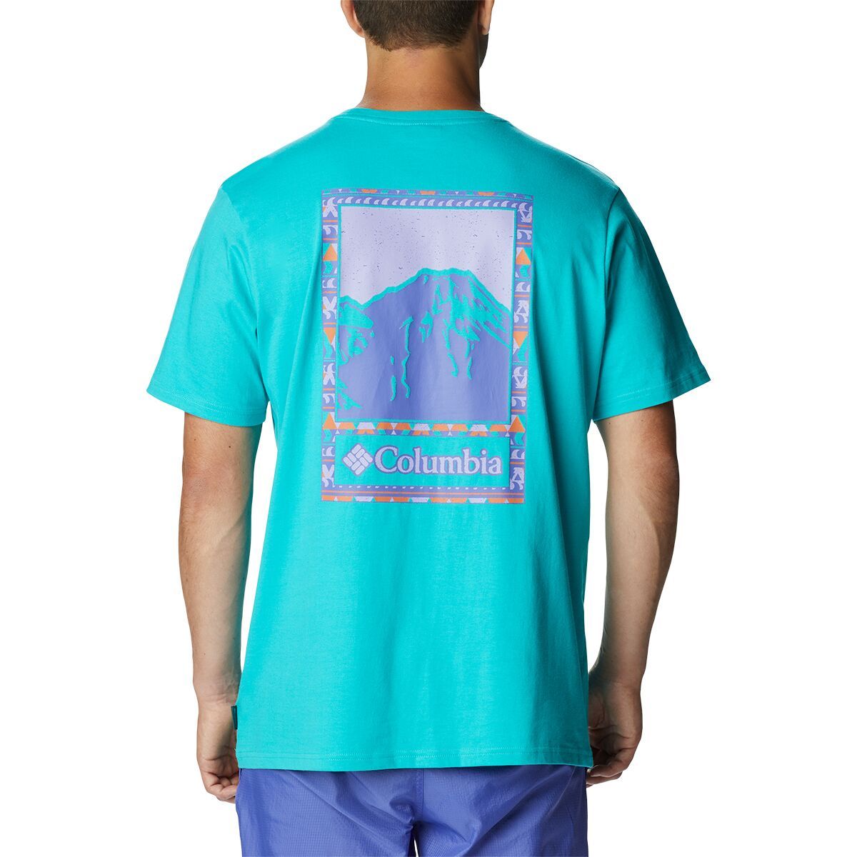 Columbia Explorers Canyon Back T-Shirt - Men's Bright Aqua/Bordered Beauty Graphic, XL