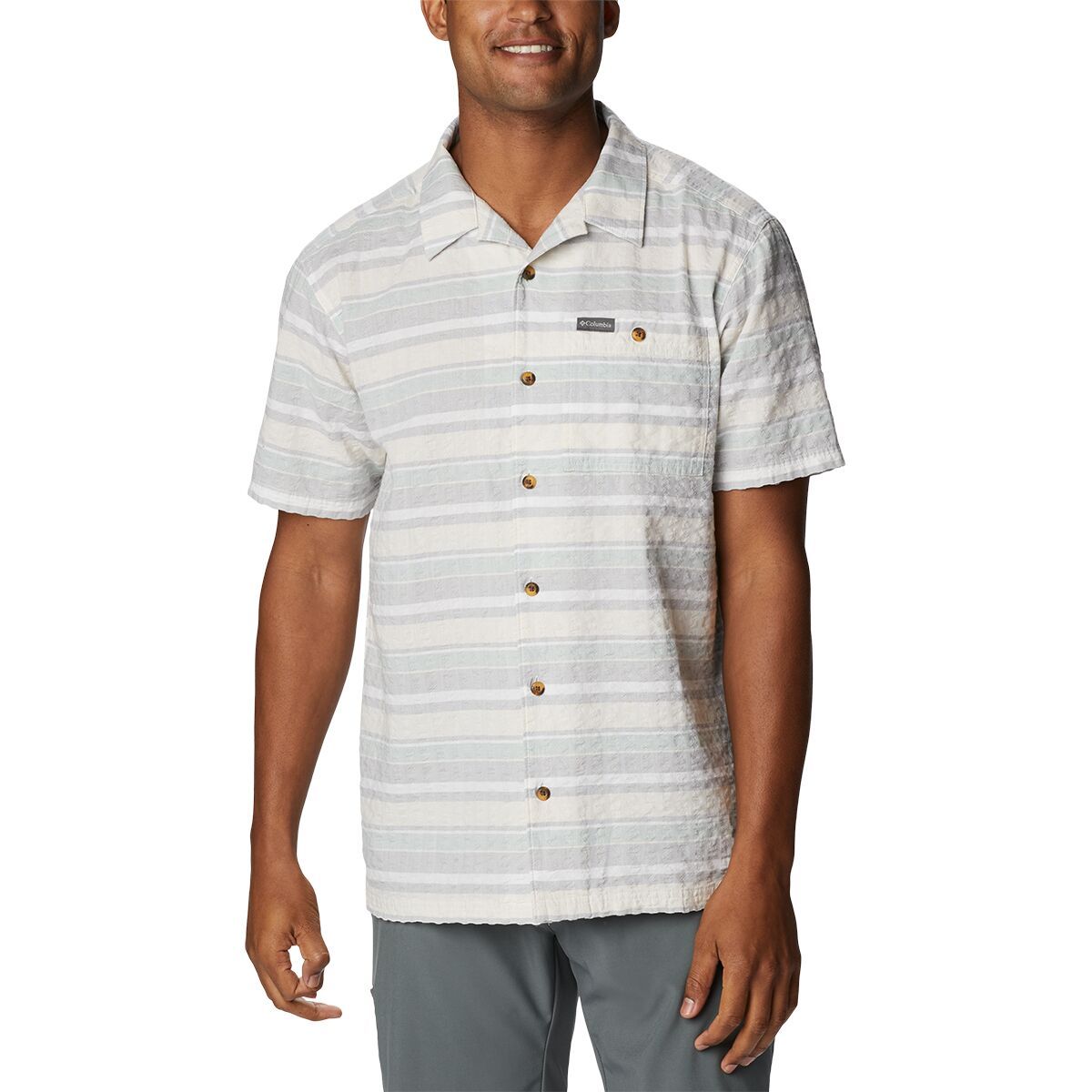 Columbia Pine Canyon Short-Sleeve Shirt - Men's Columbia Grey Stripe, S
