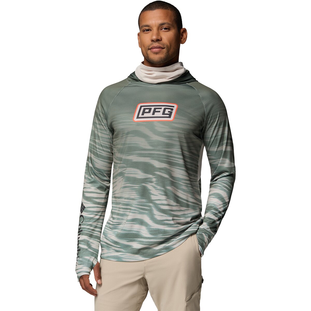 Image of Columbia Super Terminal Tackle Vent Hoodie - Men's Dark Stone Currents Fade, L