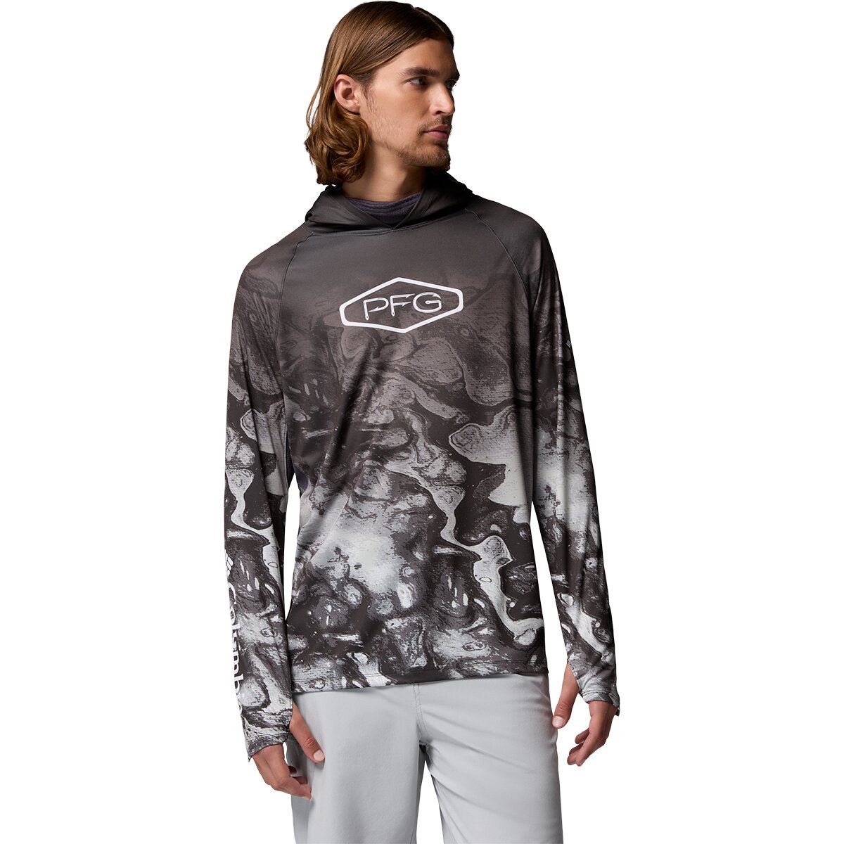 Image of Columbia Super Terminal Tackle Vent Hoodie - Men's Shark Aerials Fade, S
