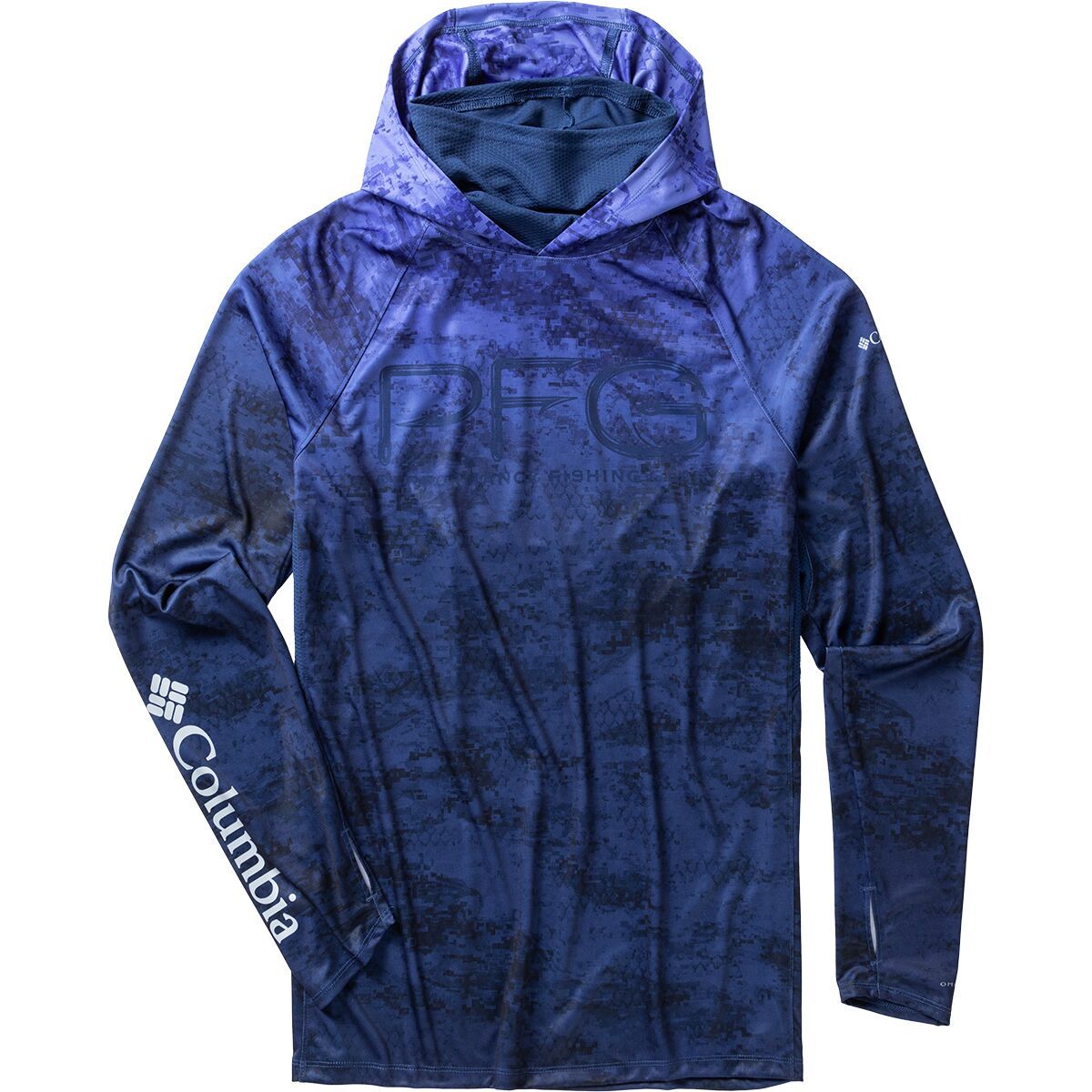 Columbia Super Terminal Tackle Vent Hoodie - Men's Violet Sea Pfg Camo Gradient, M