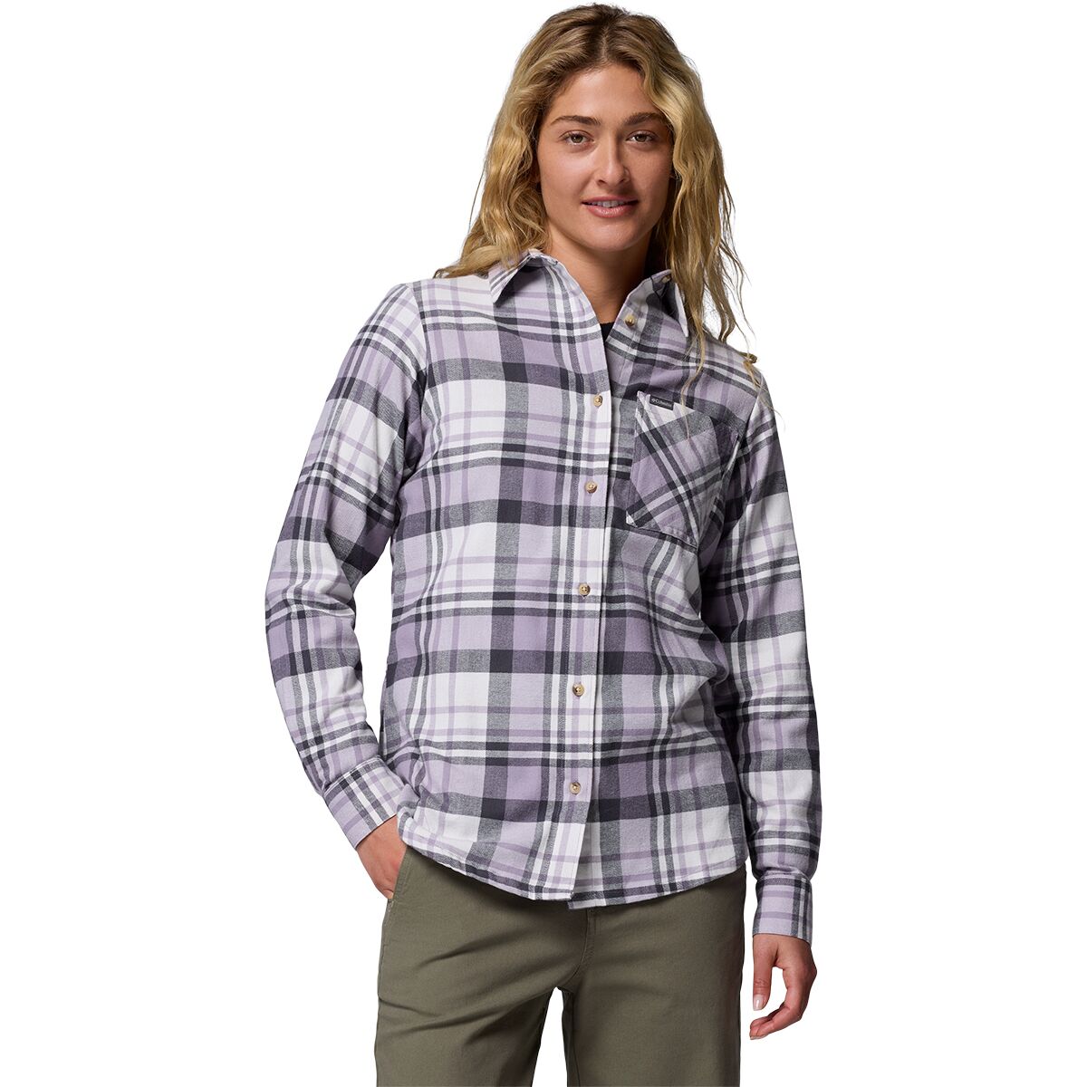 Image of Columbia Calico Basin Flannel Long-Sleeve Shirt - Women's Shark Multiplaid, M