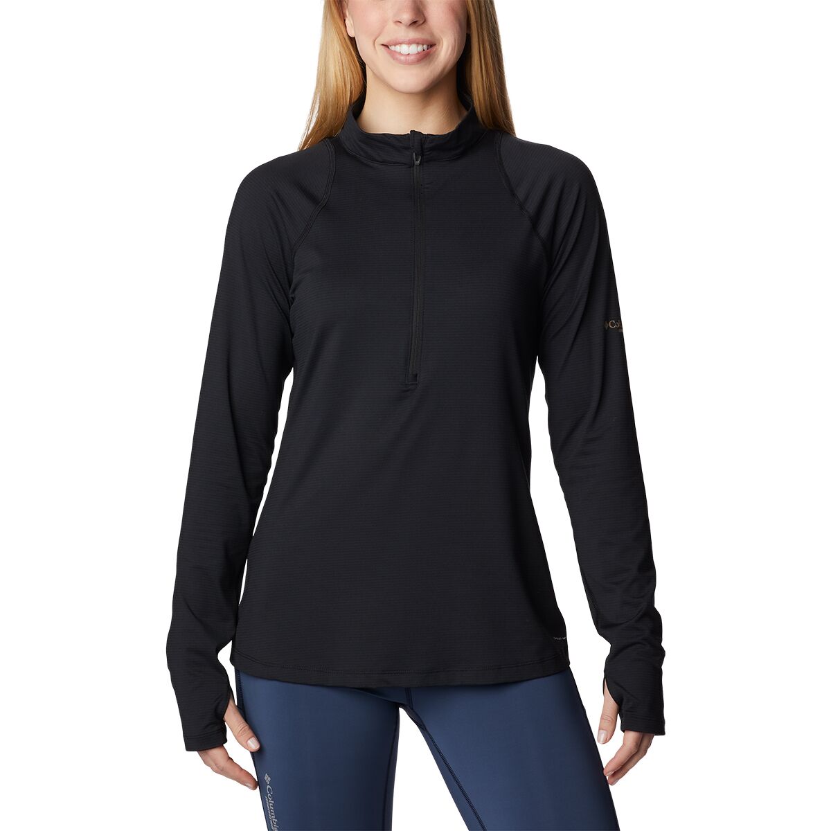Image of Columbia Endless Trail 1/2-Zip Mesh Long-Sleeve Top - Women's Black, XXL
