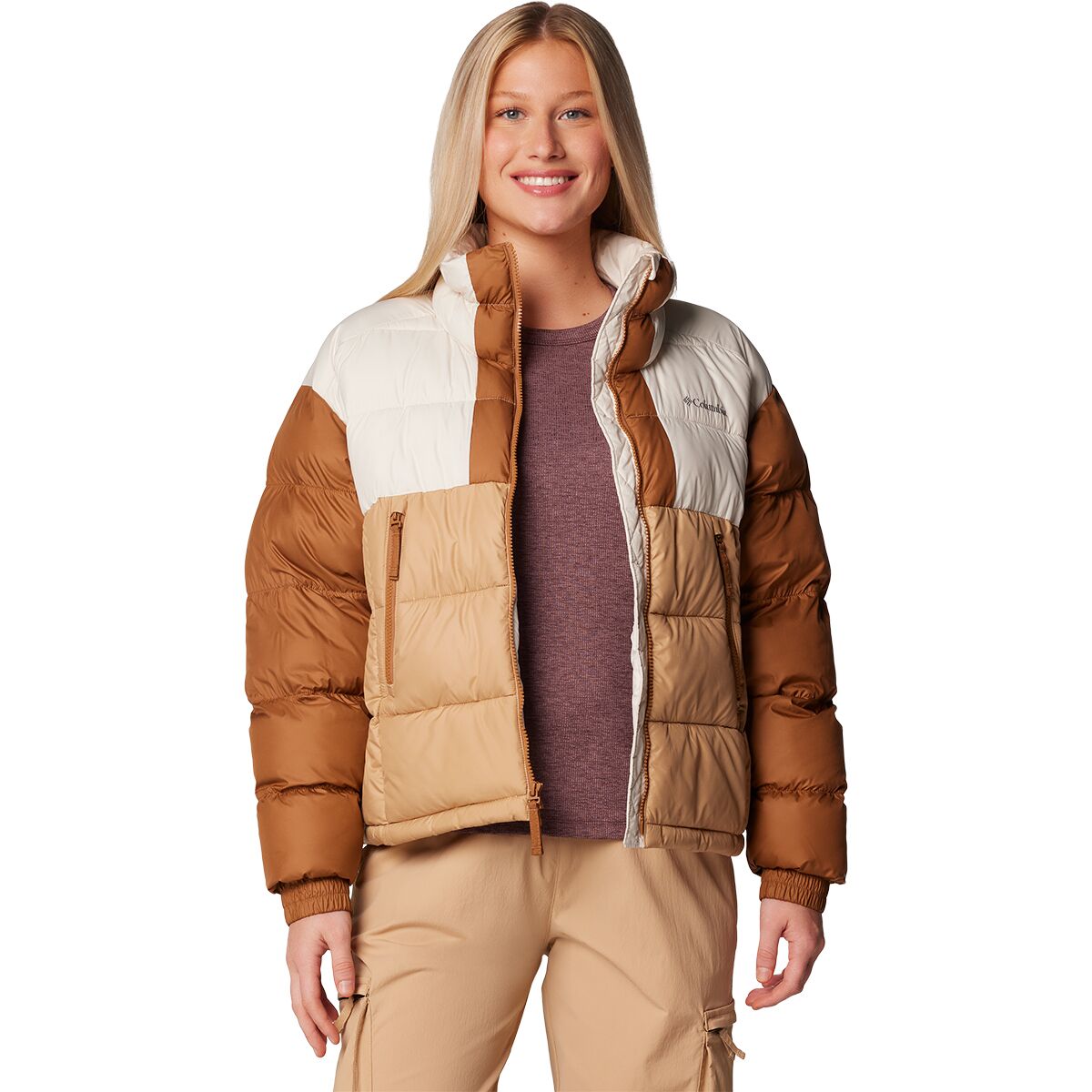 Image of Columbia Pike Lake II Cropped Jacket - Women's Canoe/Chalk/Camel Brown, XXL