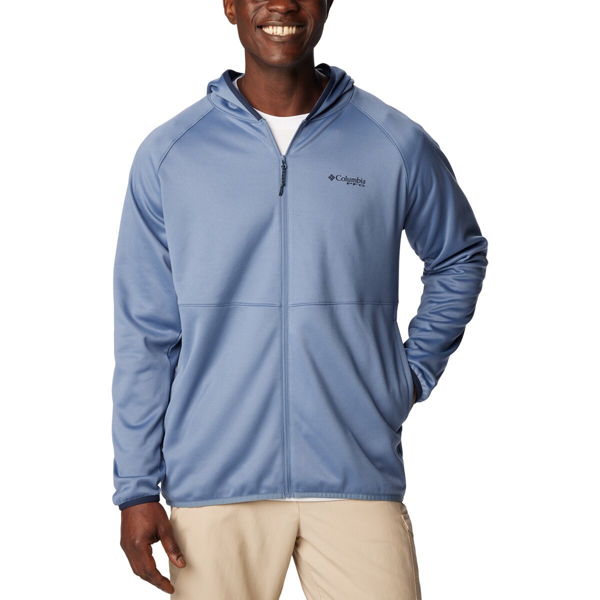 Columbia PFG Terminal Fleece Hoodie - Men's Bluestone/Collegiate Navy, M
