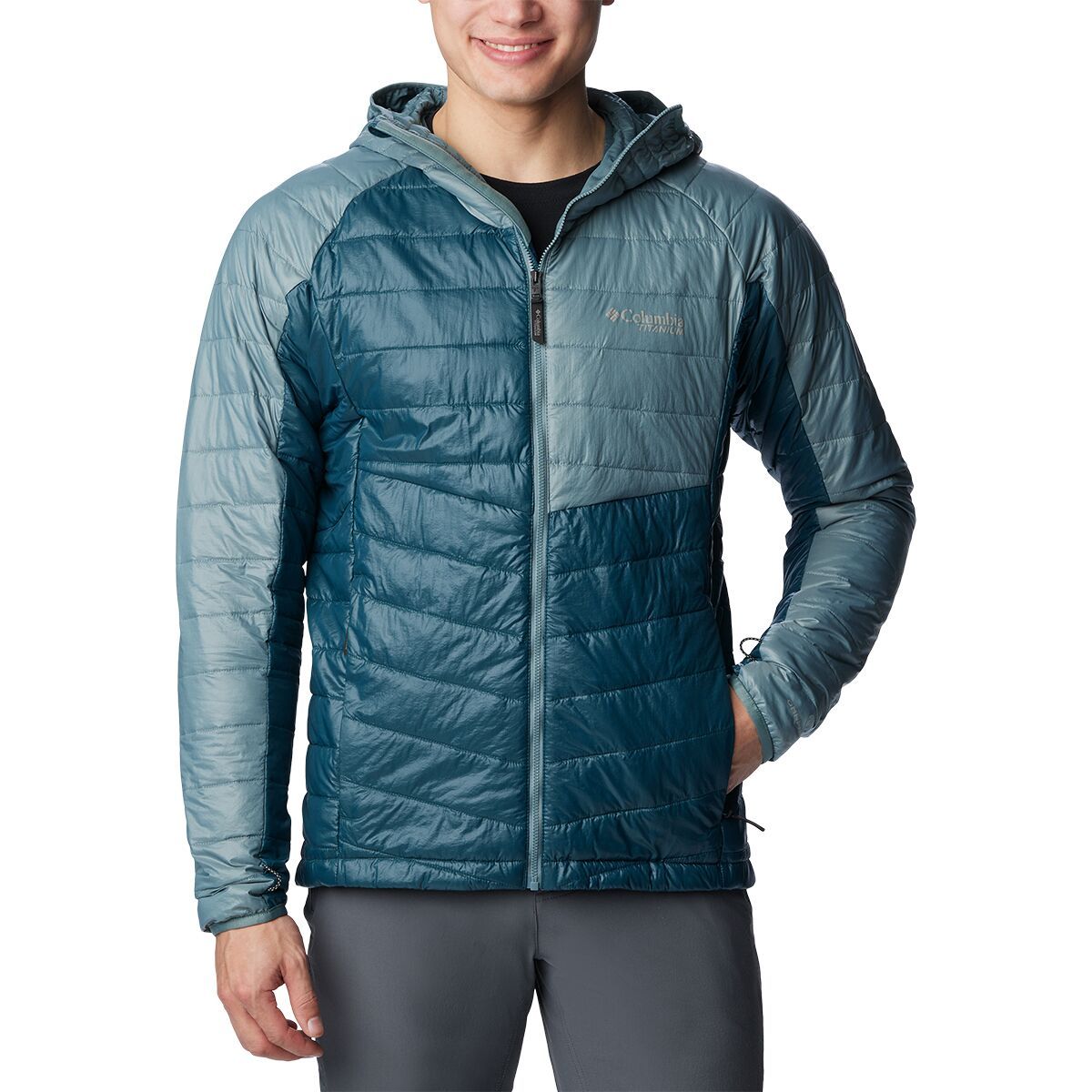 Columbia Platinum Peak Hooded Jacket - Men's Night Wave/Metal, L