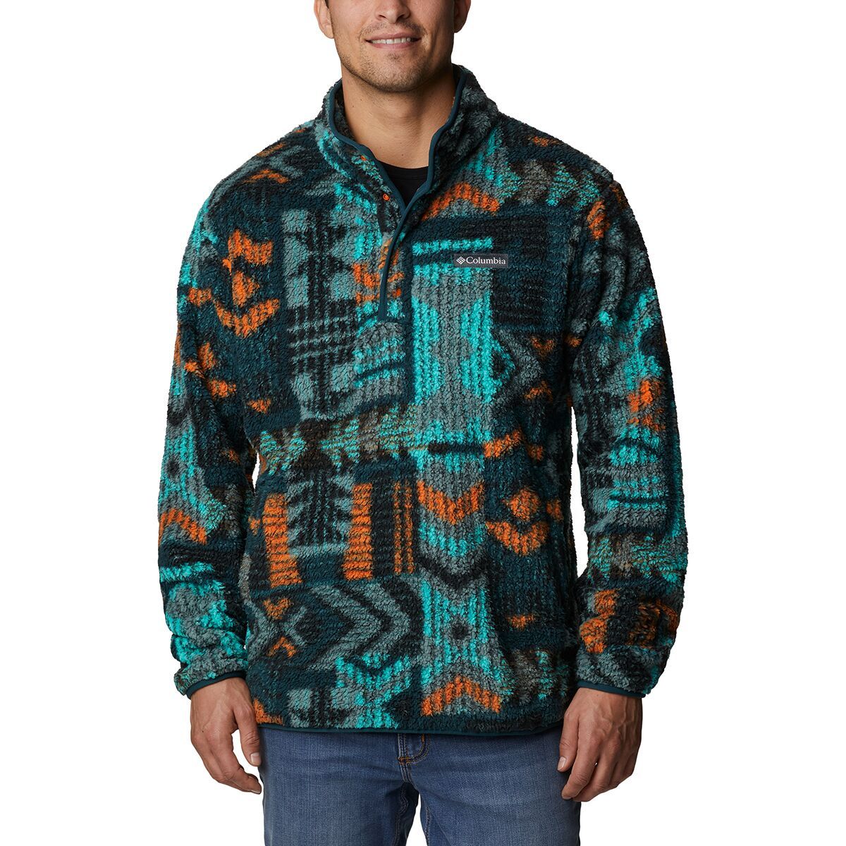 Columbia Rugged Ridge II Sherpa 1/2-Snap Fleece - Men's Night Wave Pathways Print, XXL