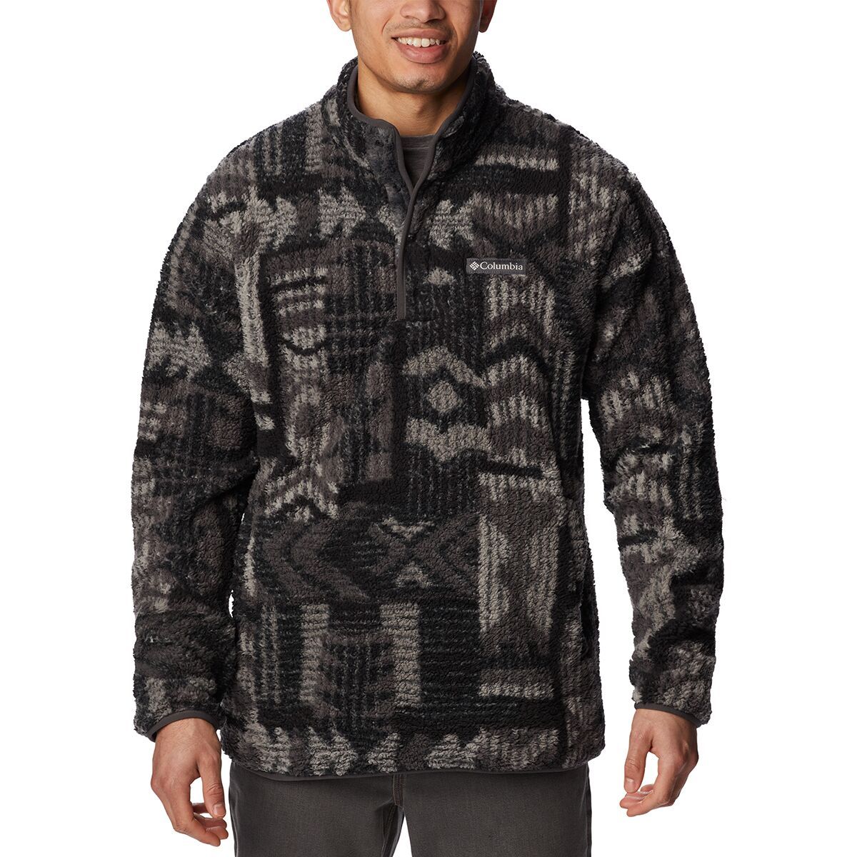 Columbia Rugged Ridge II Sherpa 1/2-Snap Fleece - Men's Shark Pathways Print, M