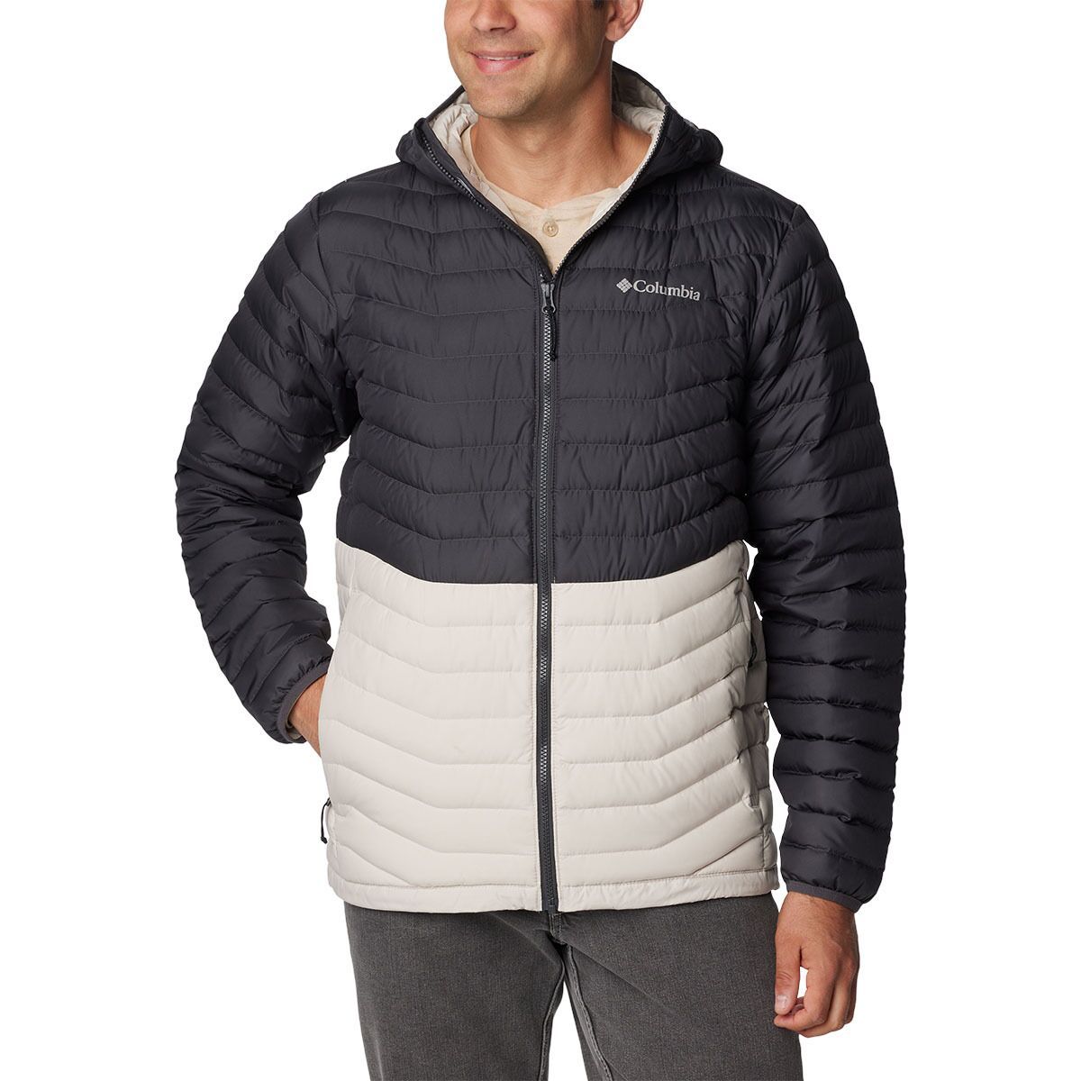 Columbia Westridge Down Hooded Jacket - Men's Dark Stone/Shark, L