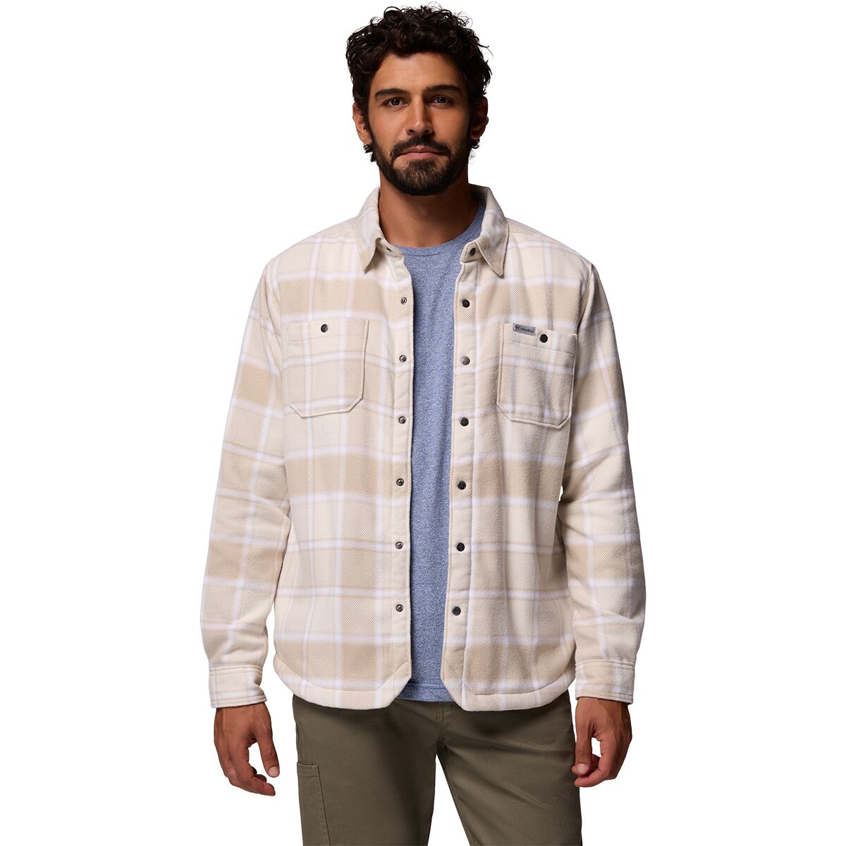 Image of Columbia Windward II Shirt Jacket - Men's Ancient Fossil Trapper Windowpane, M
