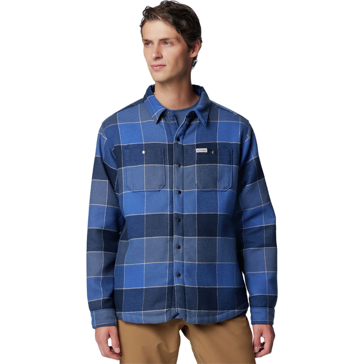 Image of Columbia Windward II Shirt Jacket - Men's Mtn Blue Multi Windowpane Check, S