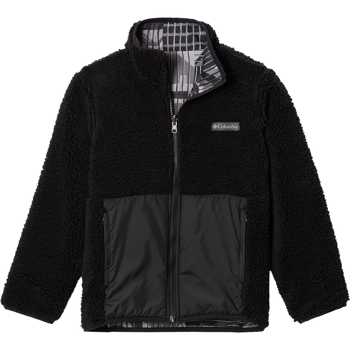 Columbia Hakatai Reversible Full-Zip Fleece - Kids' Black/Shark Pathways, S