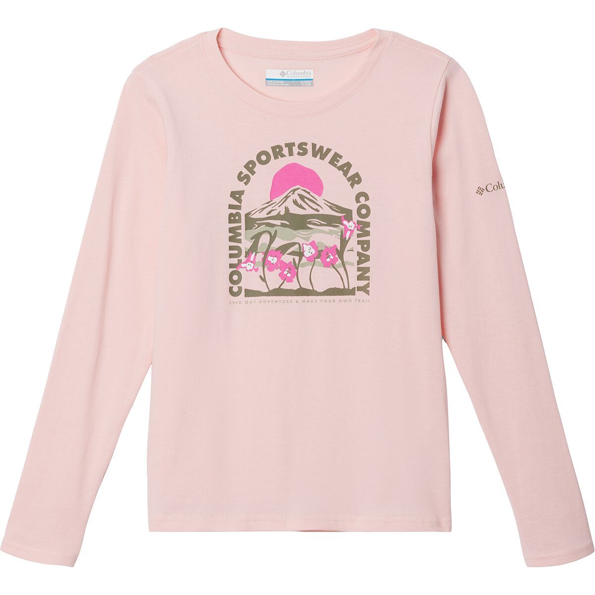 Image of Columbia Hazeldel Hill Long-Sleeve Graphic T-Shirt - Girls' Satin Pink/Floral View, XXS