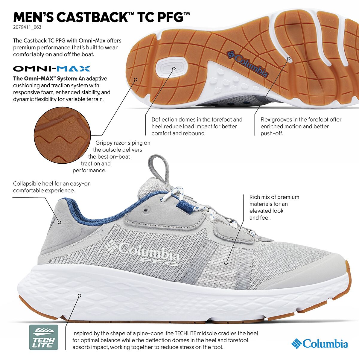 Columbia Men\'s Gray Ice Carbon PFG Castback TC Athletic Shoes Size 9 Men main image 2