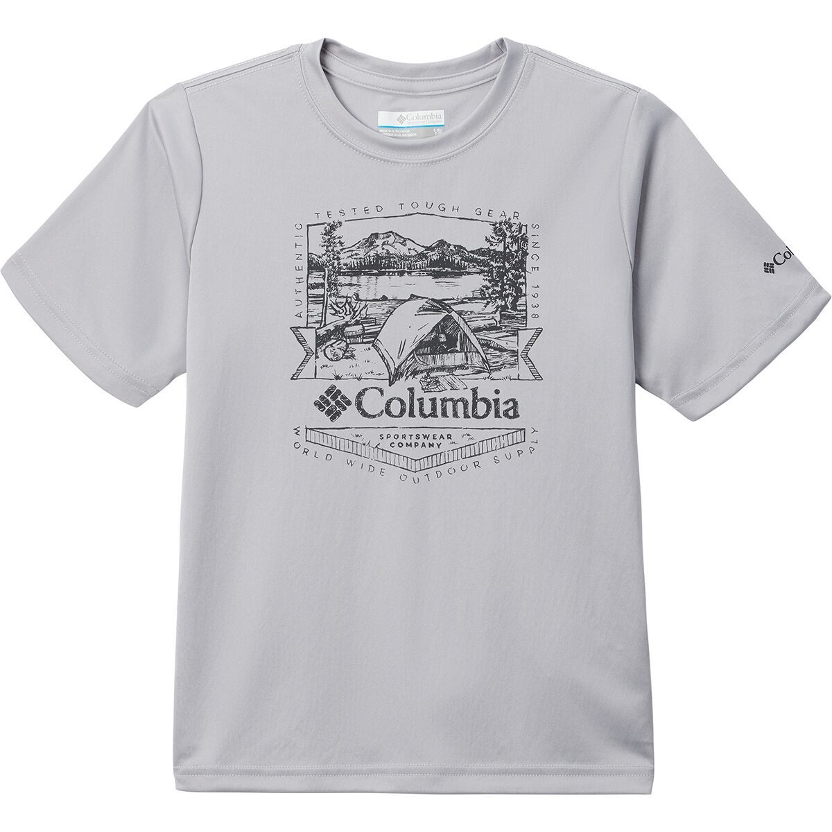 Columbia Fork Stream Short-Sleeve Graphic Shirt - Boys' Columbia Grey/Lakeside Badge, XL
