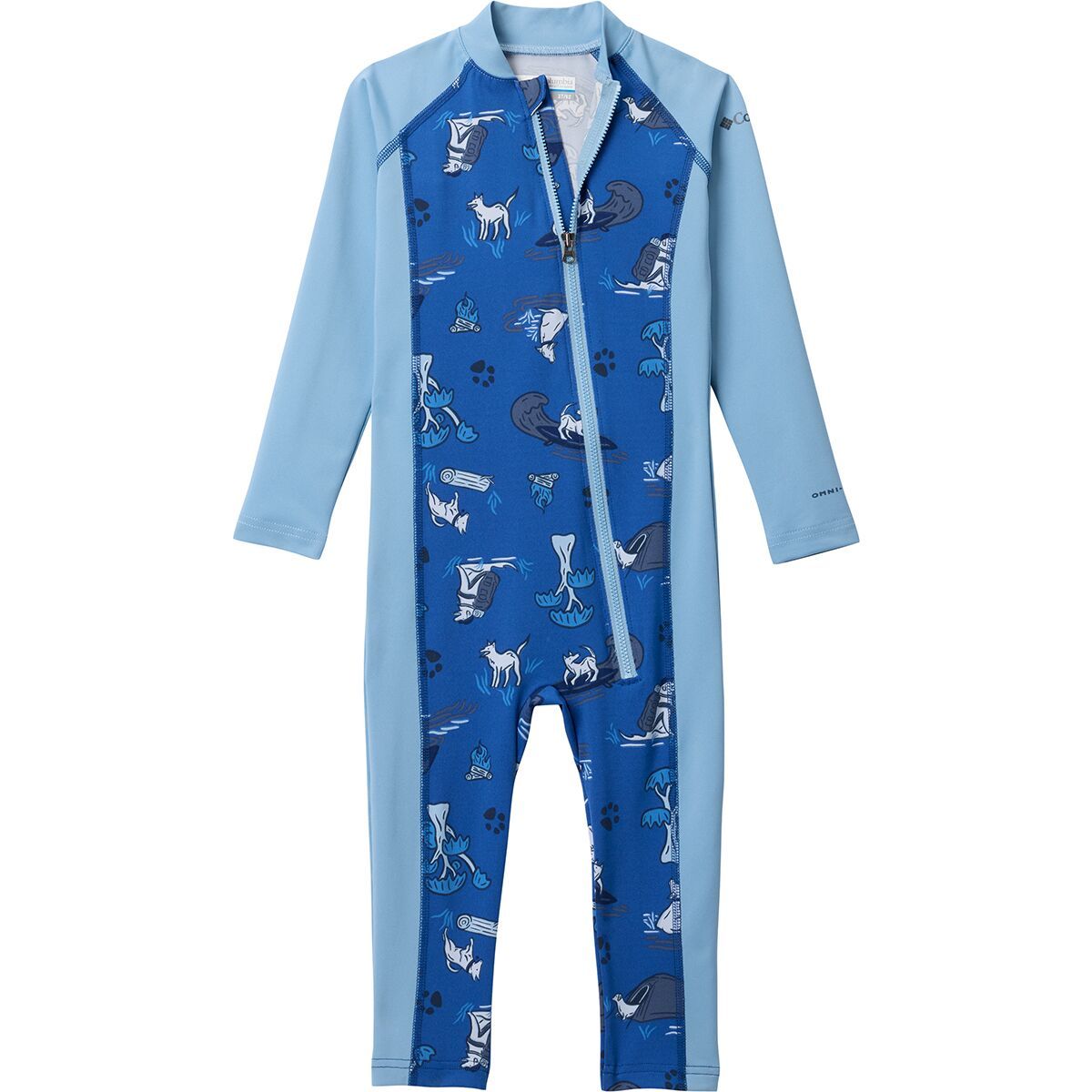 Image of Columbia Sandy Shores II Sunsuit - Infants' Mountain Blue Trail Tails/Ripple Blue, 12/18M