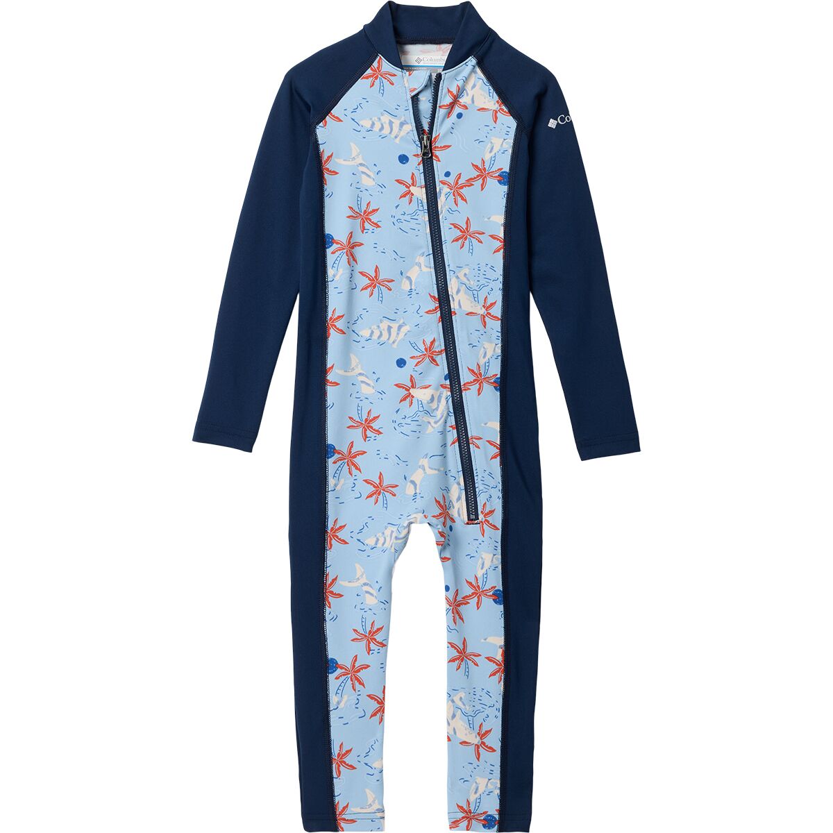 Image of Columbia Sandy Shores II Sunsuit - Toddlers' Ripple Blue Sharktime/Coll Navy, 3T
