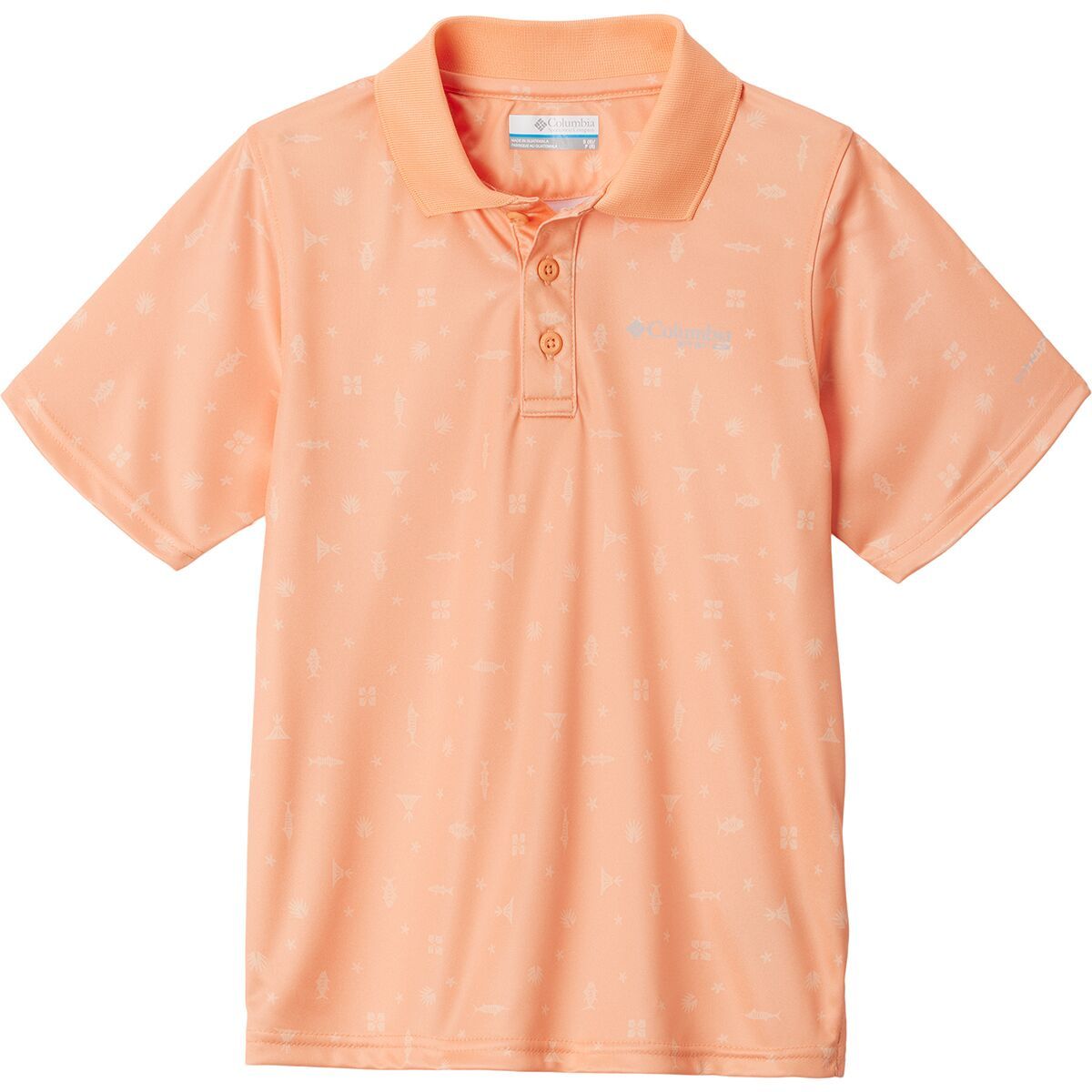 Columbia Super Slack Tide Polo Shirt - Boys' Bright Nectar Fishtiki Toss, XXS