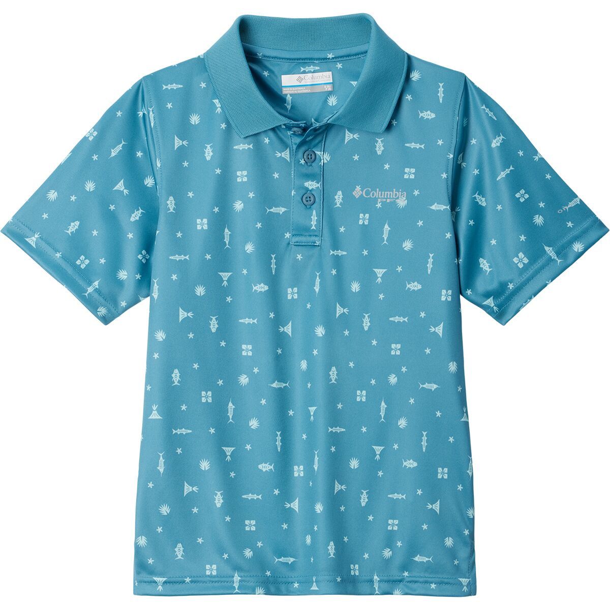 Columbia Super Slack Tide Polo Shirt - Boys' Canyon Blue One Fishtiki Toss, M