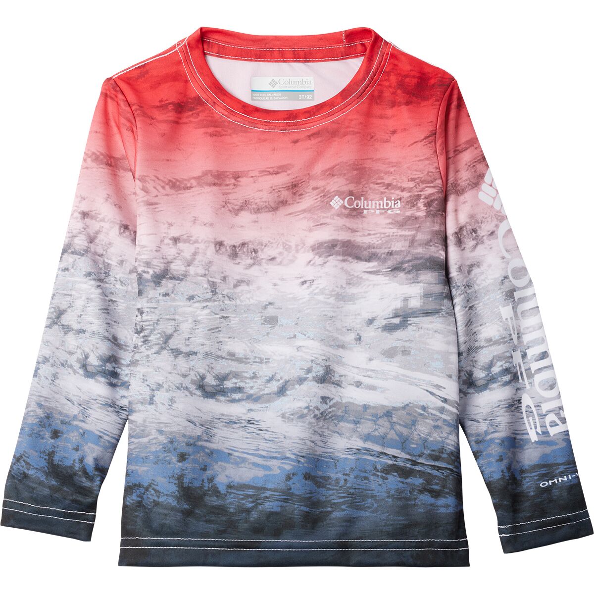 Image of Columbia Super Terminal Tackle Long-Sleeve Shirt - Toddler Boys' Red Spark Deepsea Fade, 3T