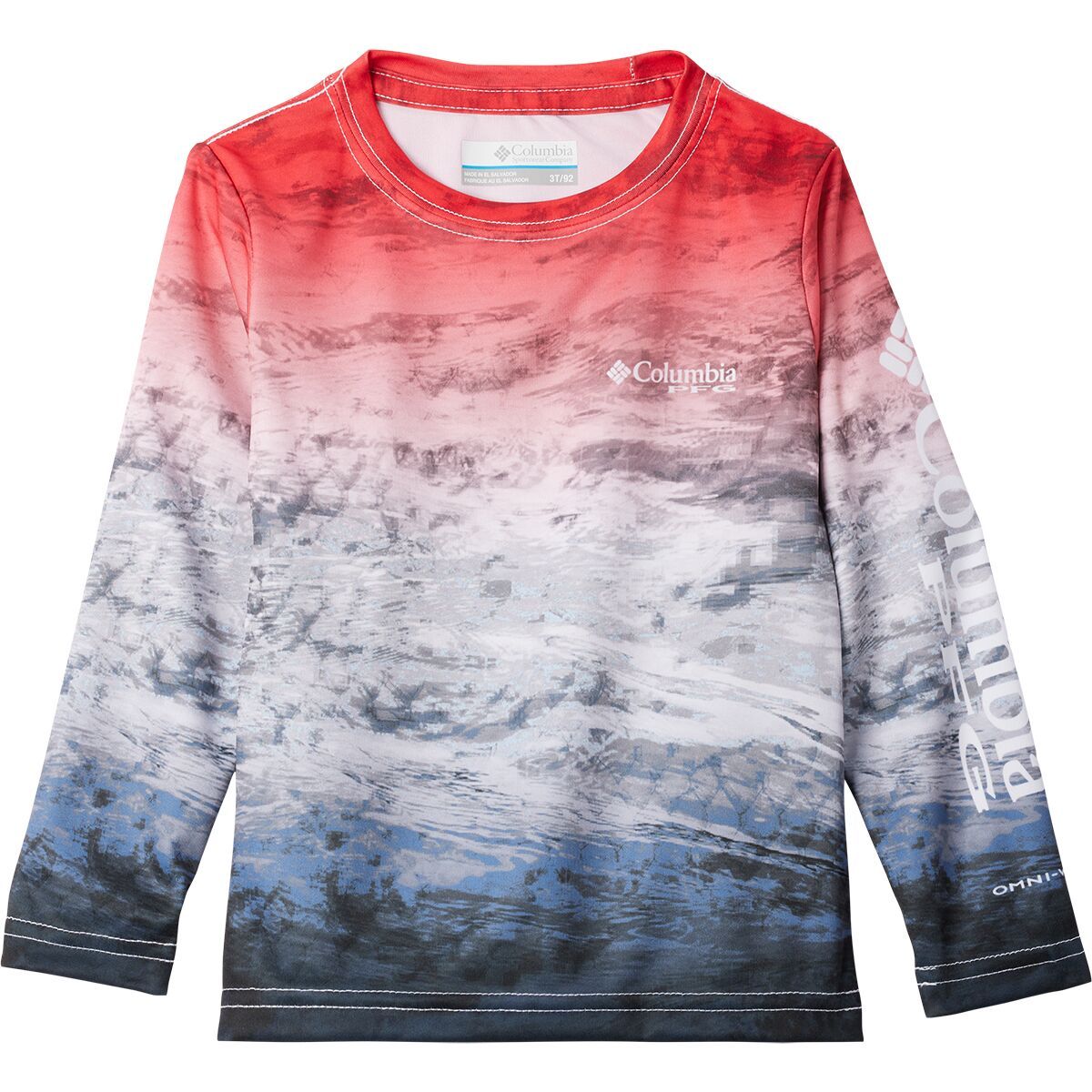 Image of Columbia Super Terminal Tackle Long-Sleeve Shirt - Toddler Boys' Red Spark Deepsea Fade, 3T