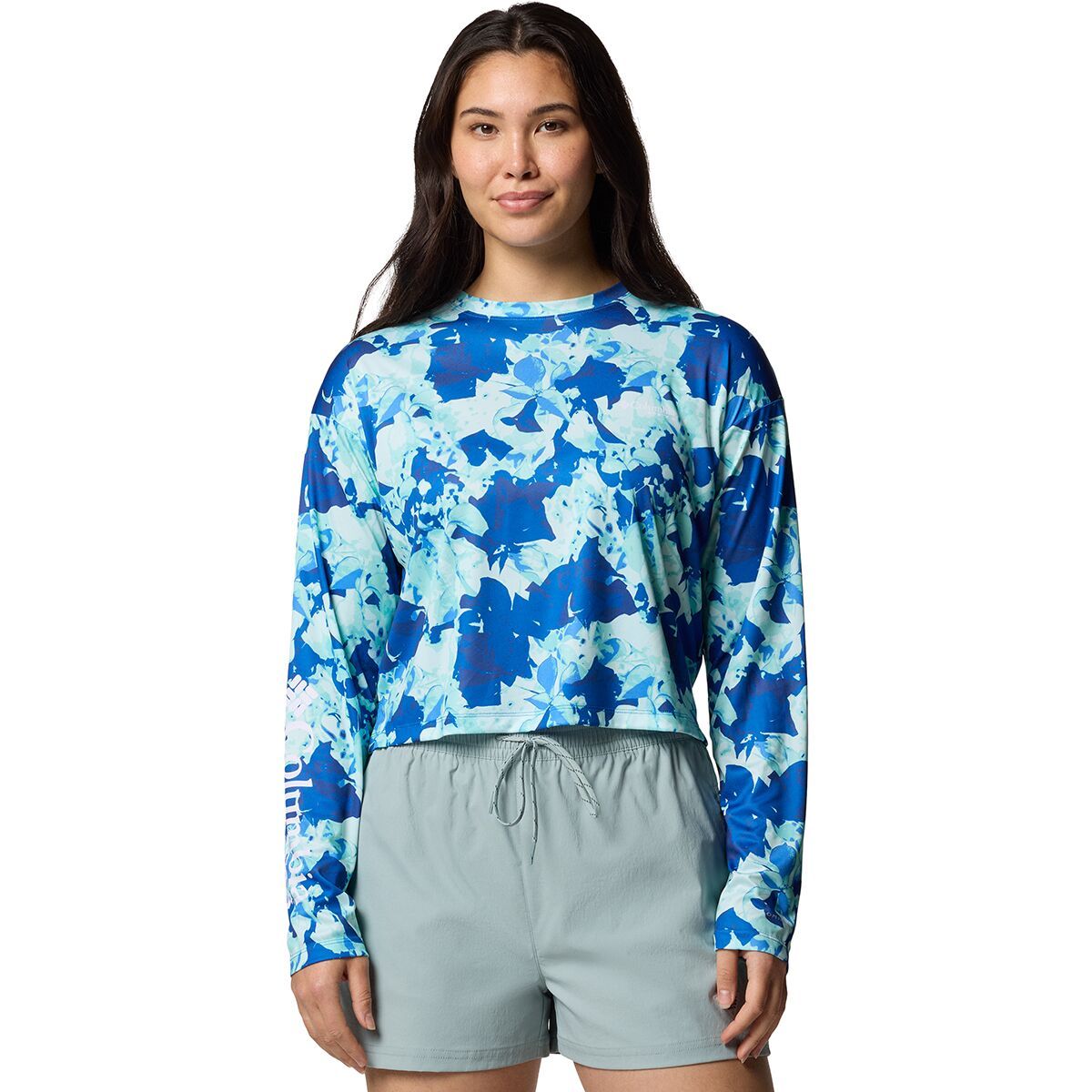 Columbia Super Tidal Light Long-Sleeve Shirt - Women's Vivid Blue Floracamo, S