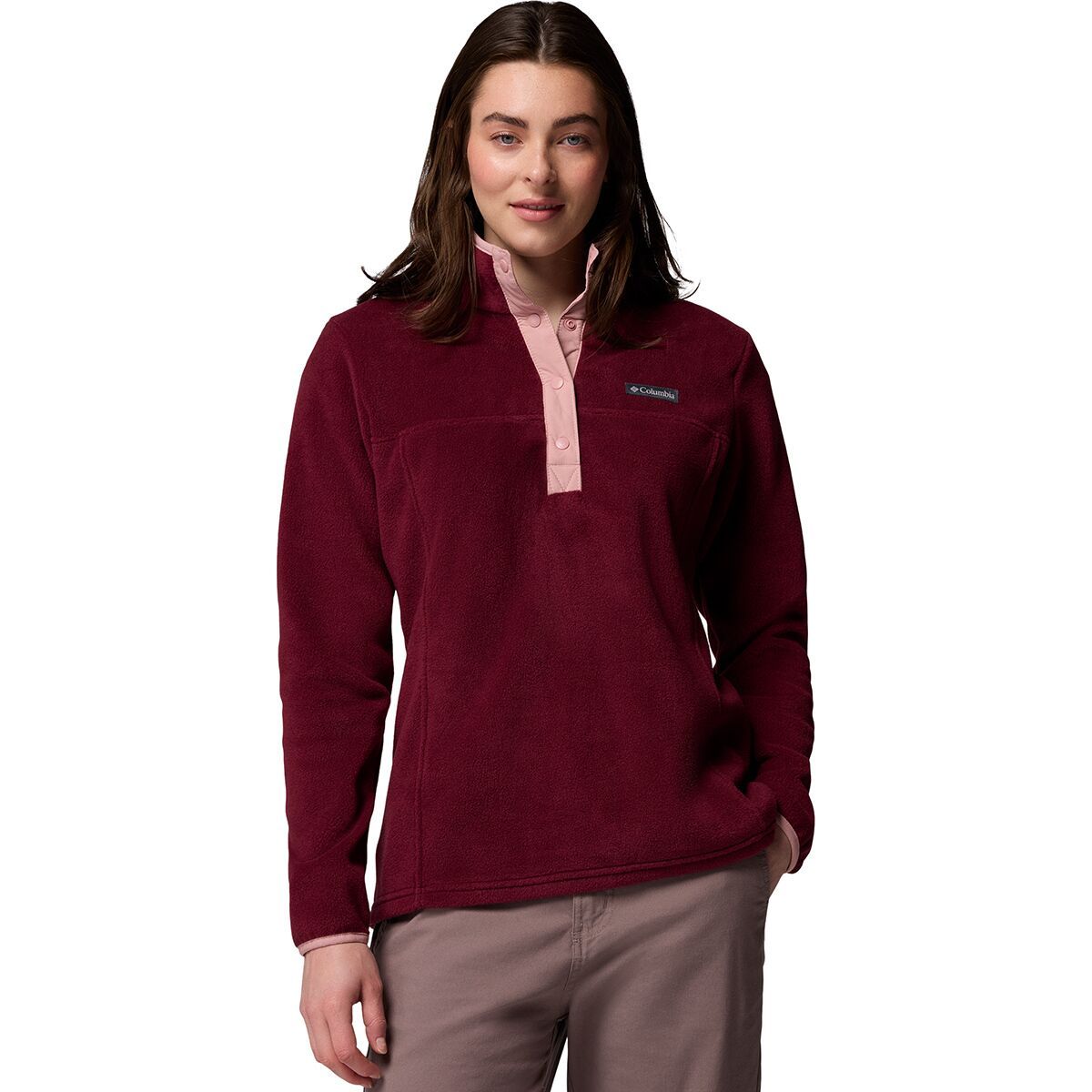 Image of Columbia Benton Springs 1/2-Snap II Fleece Pullover - Women's Rich Wine/Eraser Pink, M