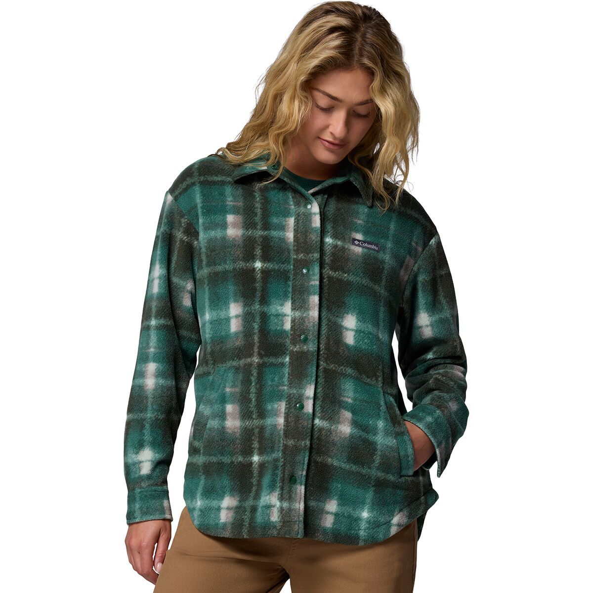 Image of Columbia Benton Springs II Shirt Jacket - Women's Rain Forest Omblur, XL