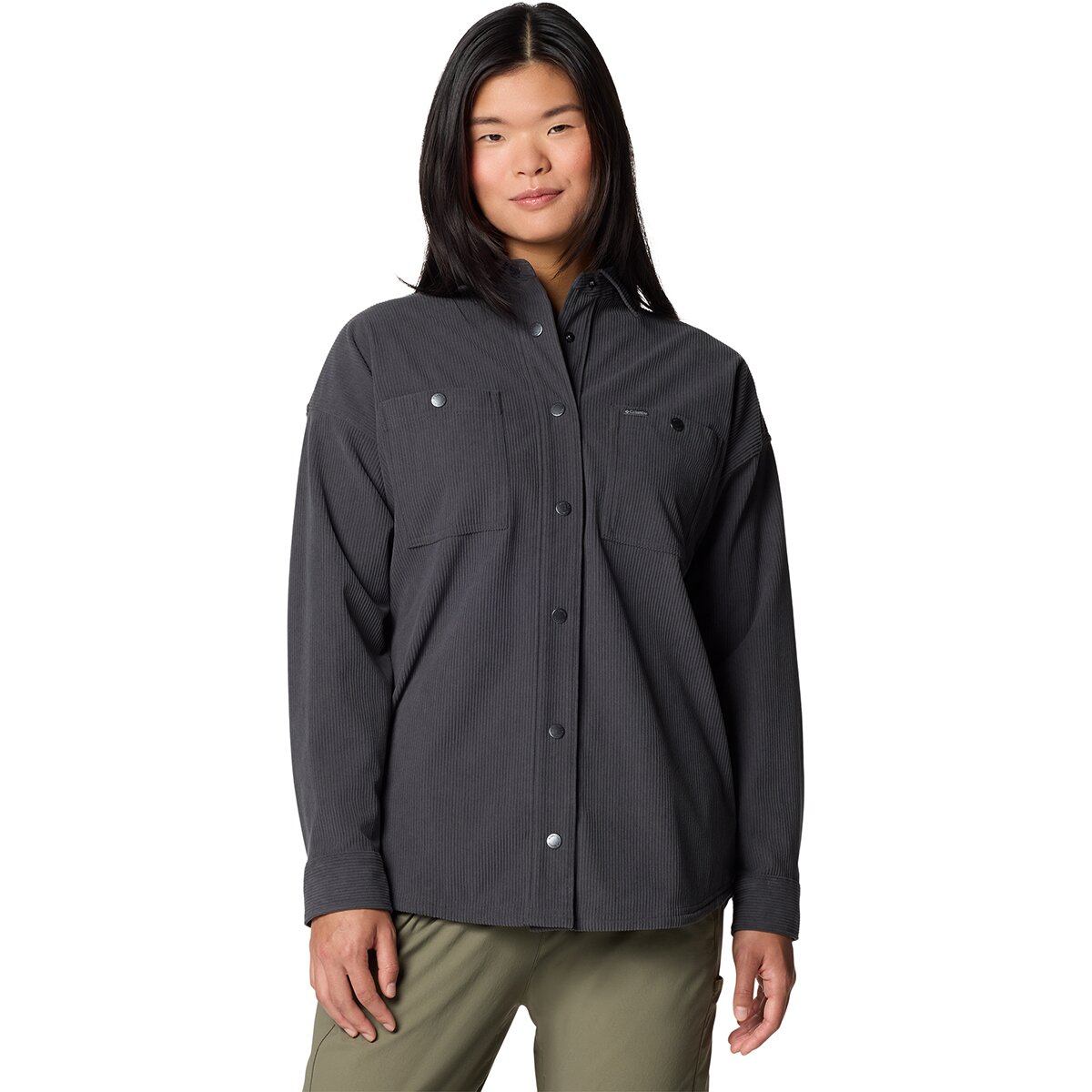 Image of Columbia Blue Point Creek Corduroy Shirt Jacket - Women's Shark, S