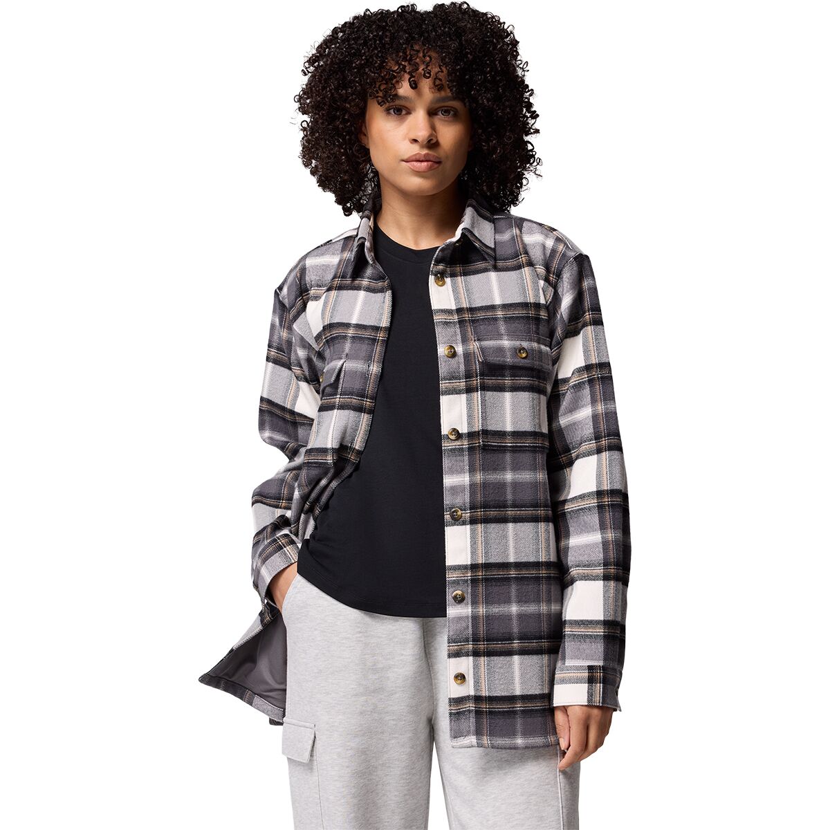 Image of Columbia Blue Point Creek Shirt Jacket - Women's City Grey Macro Buffalo Check, M