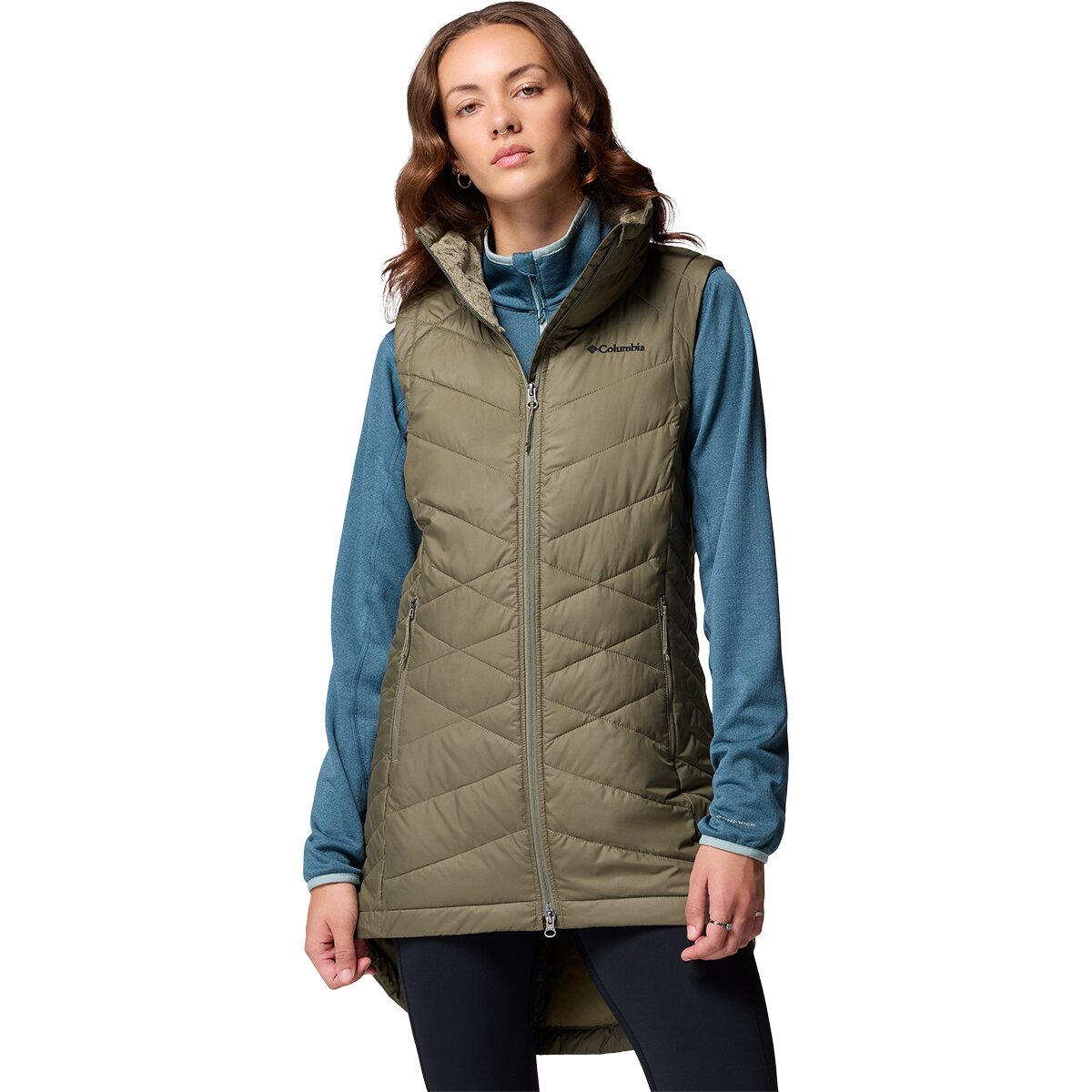 Image of Columbia Heavenly II Long Vest - Women's Stone Green, XS