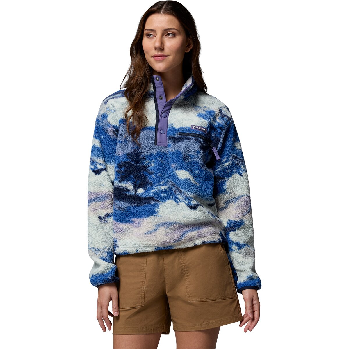 Image of Columbia Helvetia II Printed Cropped 1/2-Snap Pullover - Women's Nocturnal/Dreaming, XL