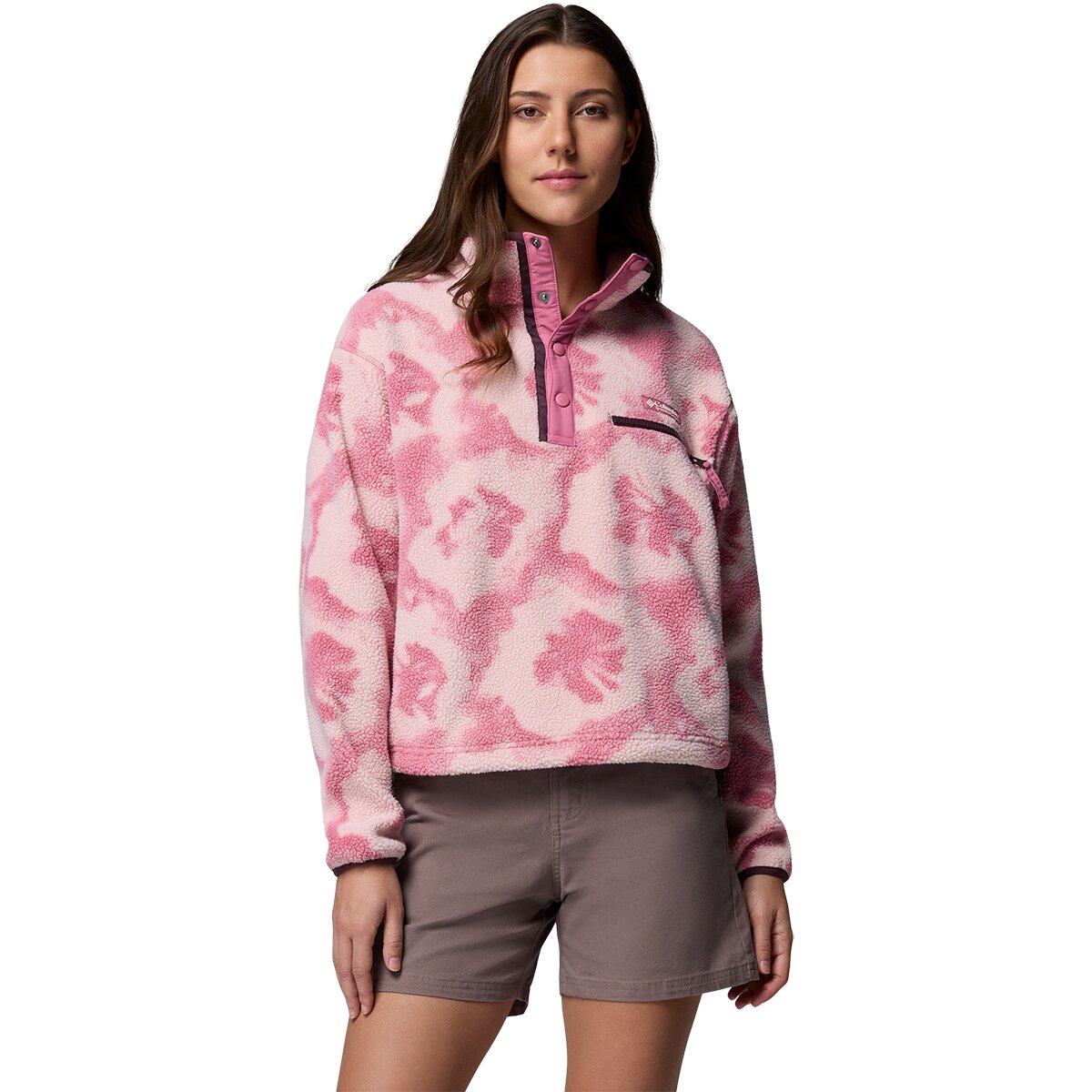 Image of Columbia Helvetia II Printed Cropped 1/2-Snap Pullover - Women's Rosette/Sprayflower, XL