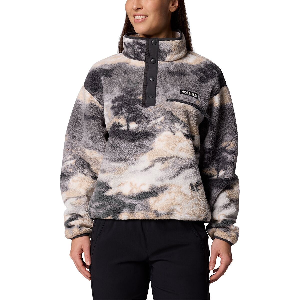 Image of Columbia Helvetia II Printed Cropped 1/2-Snap Pullover - Women's Shark/Dreaming, S