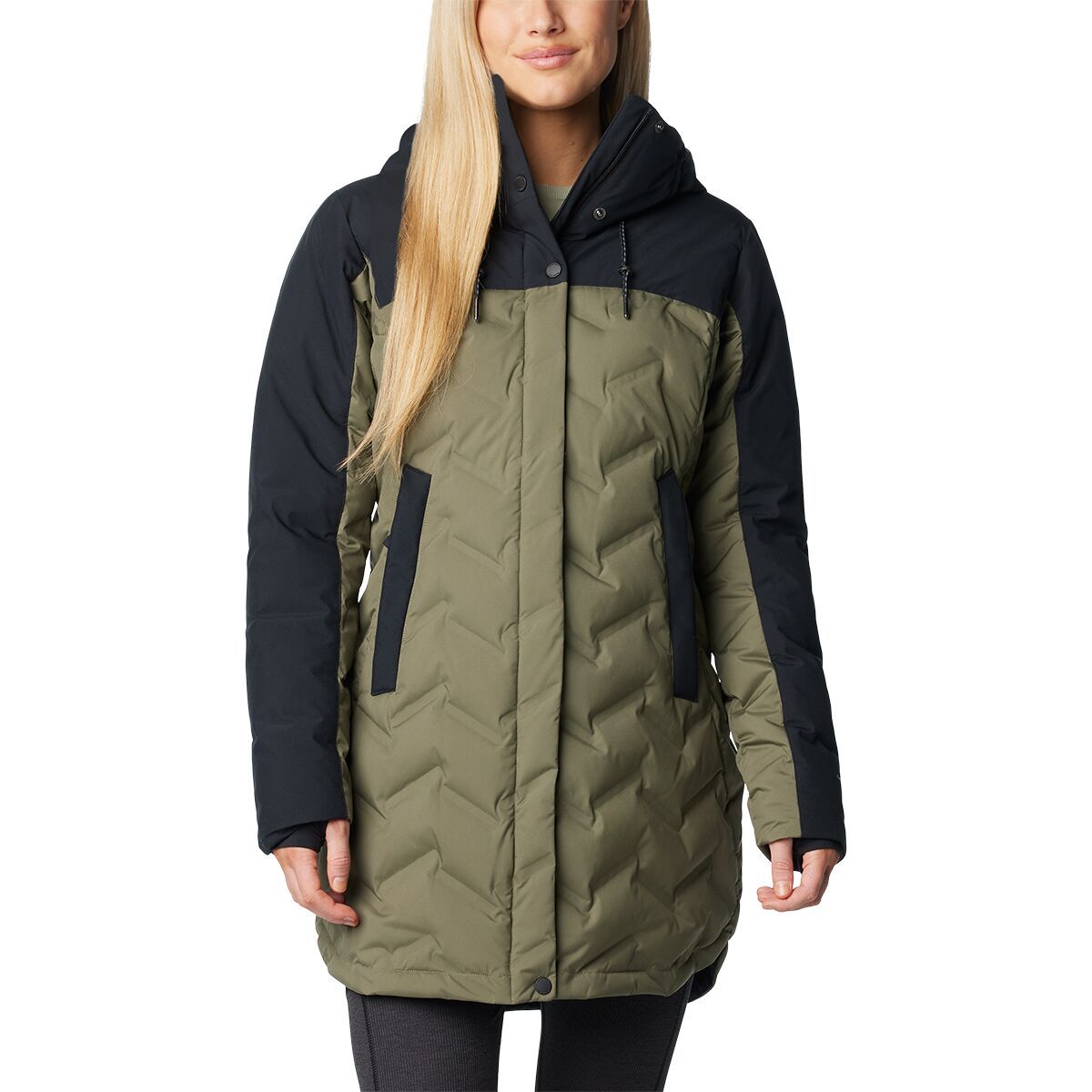 Image of Columbia Mountain Croo III Mid Down Jacket - Women's Stone Green/Black, XL