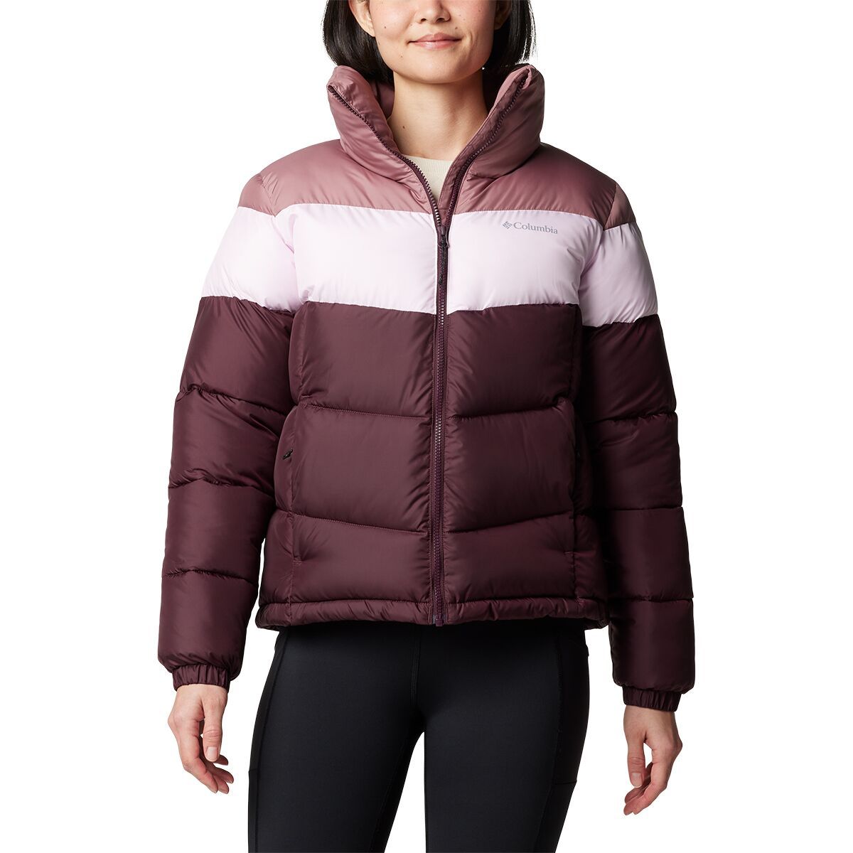 Image of Columbia Puffect II Colorblock Jacket - Women's Moonvista/Pink Dawn/Fig, S