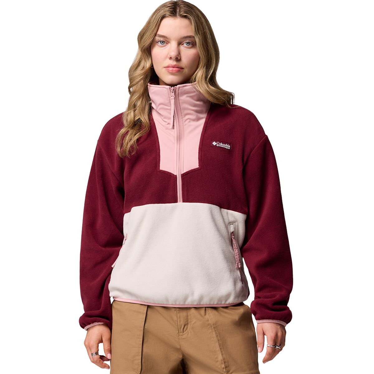 Image of Columbia Sequoia Grove 1/2-Zip Fleece Pullover - Women's Rich Wine/Dark Stone/Eraser Pink, S