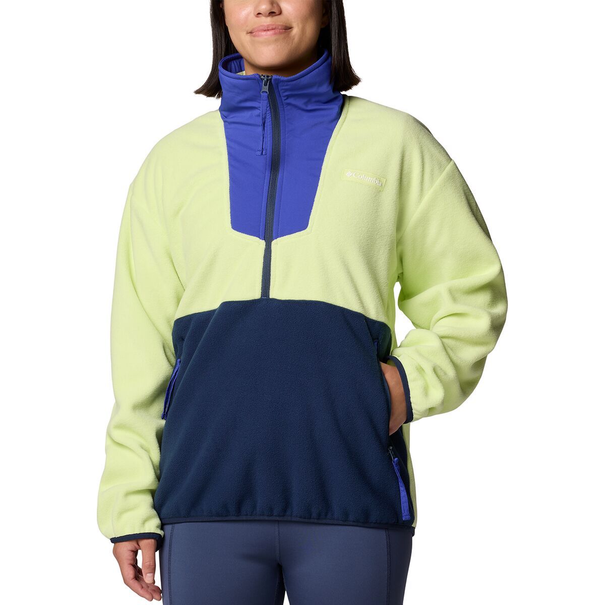 Image of Columbia Sequoia Grove 1/2-Zip Fleece Pullover - Women's Spring Yellow/Clematis Blue/Coll Navy, M