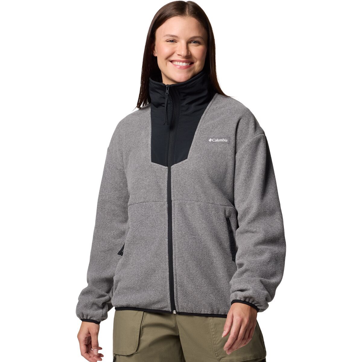 Image of Columbia Sequoia Grove Full-Zip Fleece Jacket - Women's City Grey Heather/Black, L