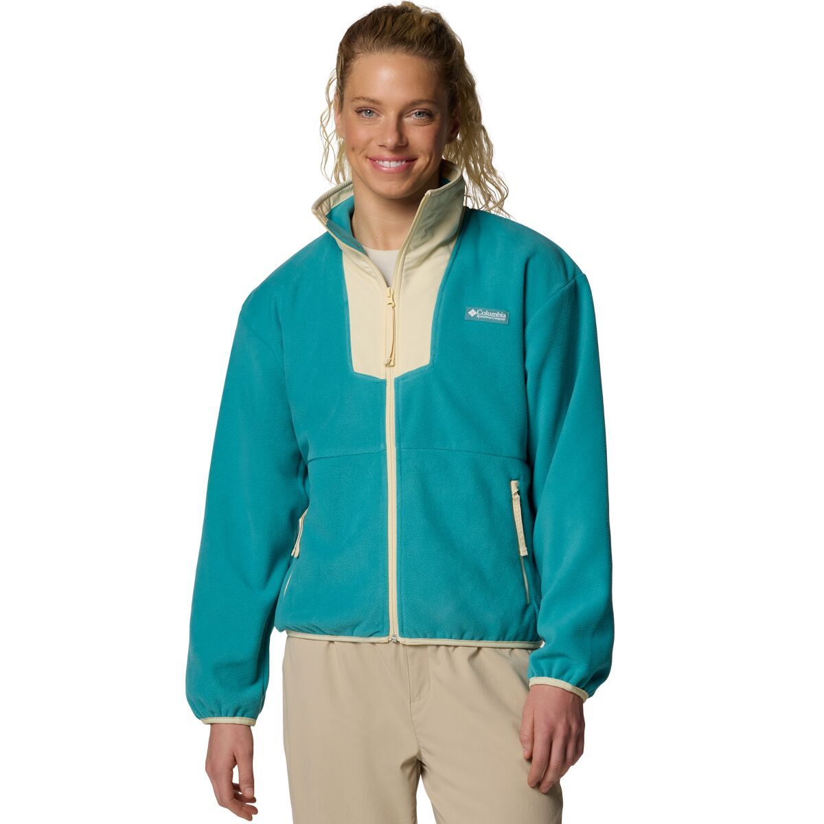 Image of Columbia Sequoia Grove Full-Zip Fleece Jacket - Women's Teal/Lemon Wash, L