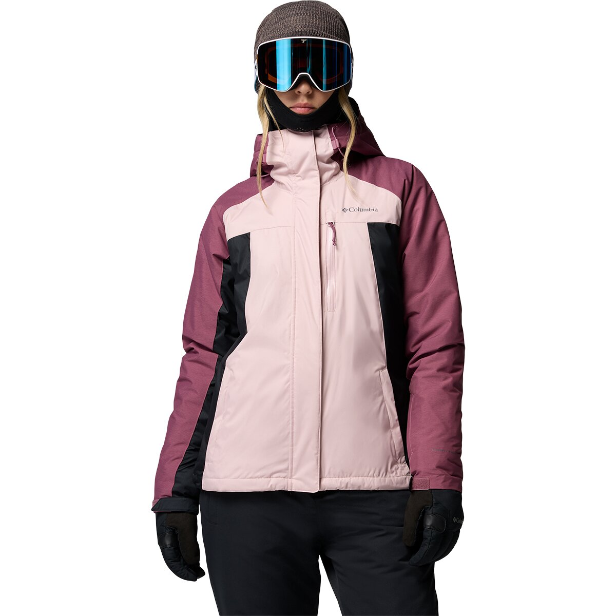 Image of Columbia Snowy Summit Insulated Jacket - Women's Mineral Pink/Black/Antique Mauve X Dye, XL