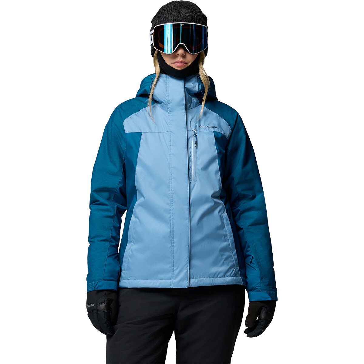 Image of Columbia Snowy Summit Insulated Jacket - Women's Rainy Day/Phoenix Blue Cross Dye, S