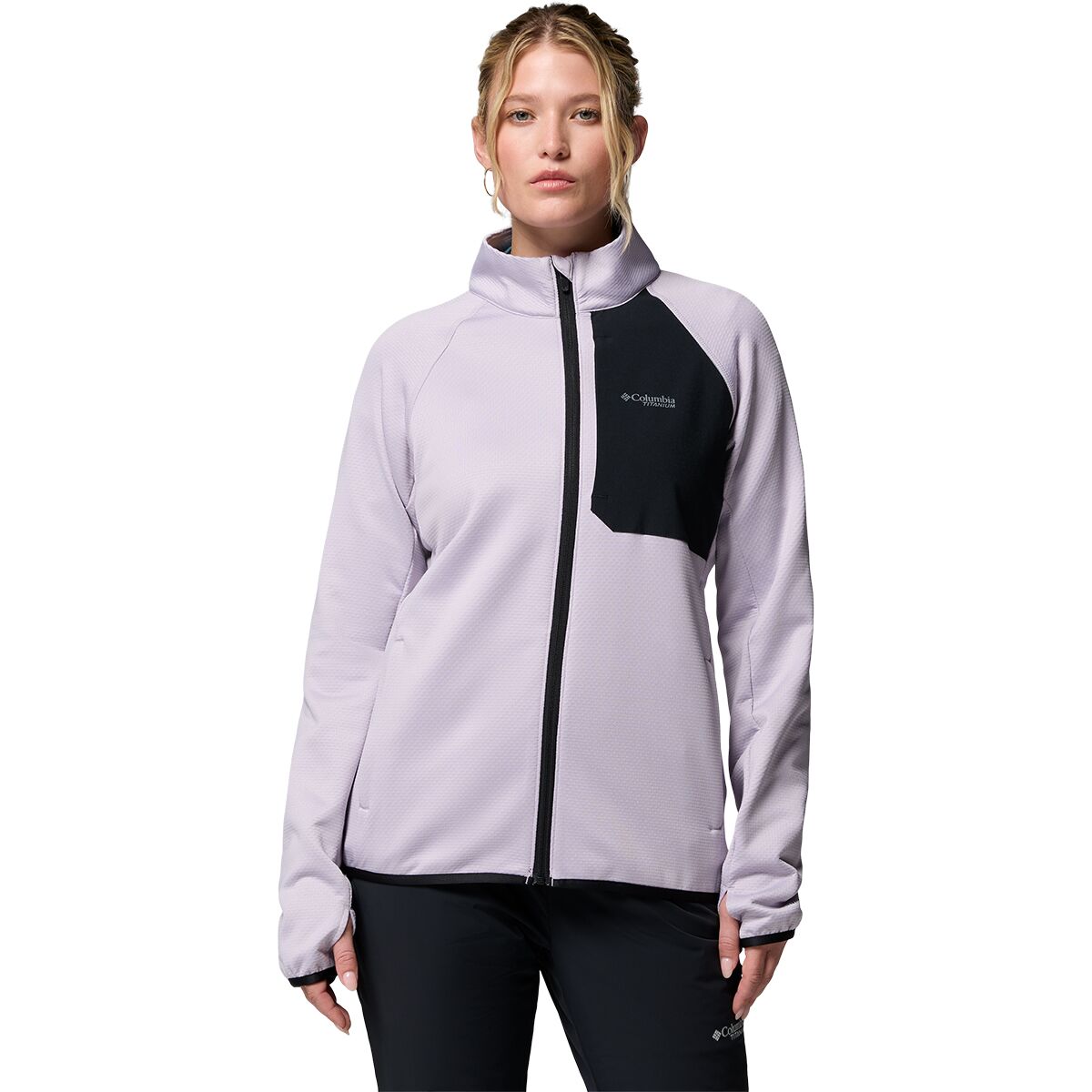 Image of Columbia Triple Canyon Grid Fleece Full-Zip Jacket - Women's Lavender Pearl/Black, XS