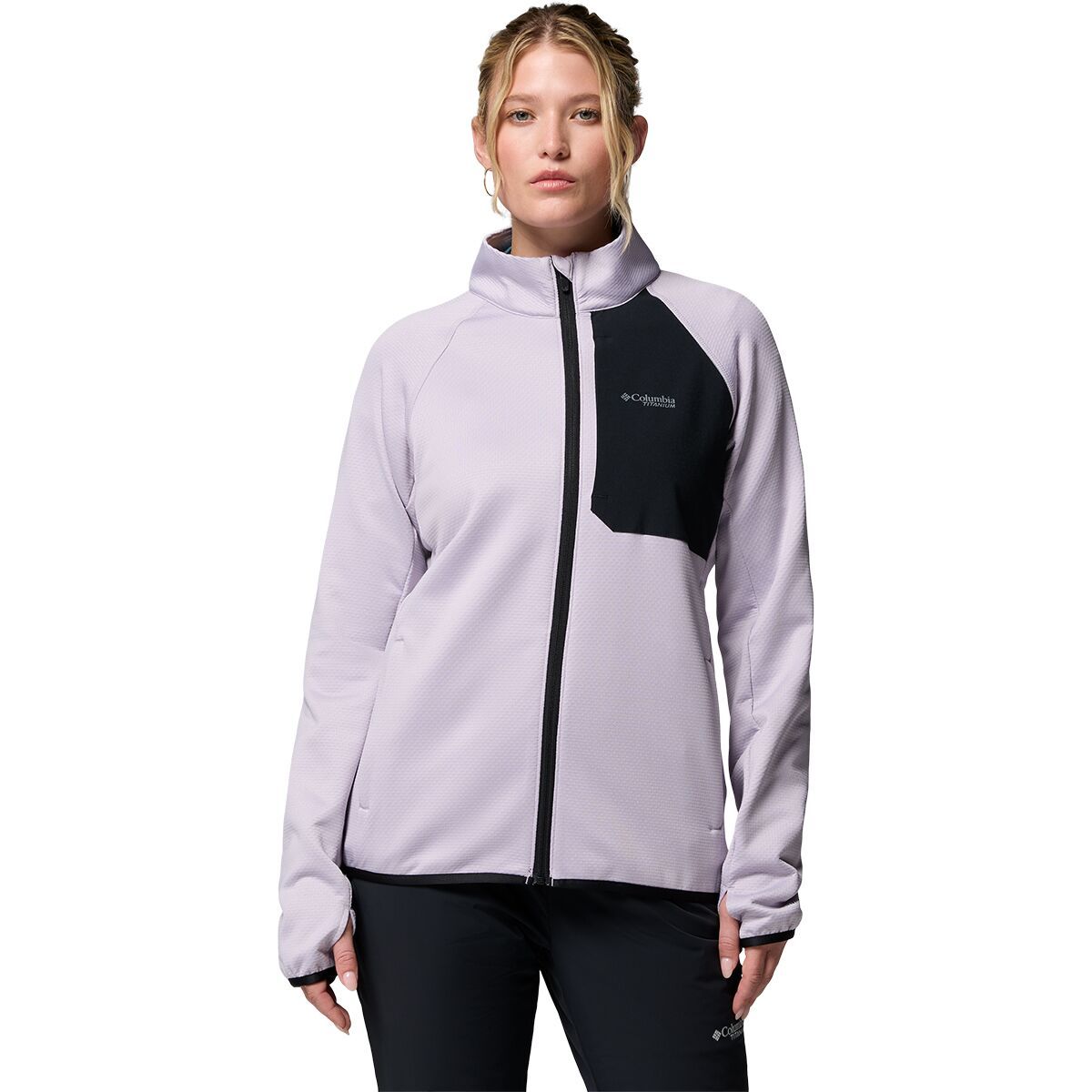 Image of Columbia Triple Canyon Grid Fleece Full-Zip Jacket - Women's Lavender Pearl/Black, M